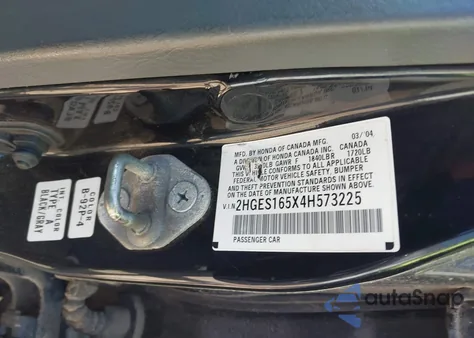 2004 Honda Civic Lx z USA, uszkodzony, nr VIN 2HGES165X4H573225